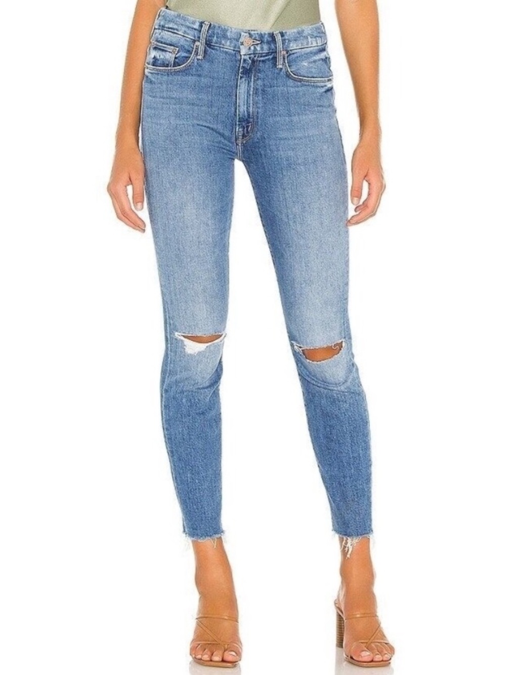 MOTHER high waisted looker ankle fray